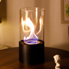 JHY DESIGN Portable Tabletop Firepit Cylindrical With Glass