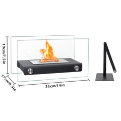 14" L Rectangular Tabletop Fire Bowl Pot (white)