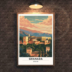 Affiche Grenade | Impression  de voyage Grenade, Espagne - Affiche Alhambra