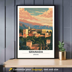 Affiche Grenade | Impression  de voyage Grenade, Espagne - Affiche Alhambra